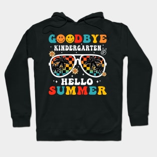 Goodbye Kindergarten Hello Summer Groovy Retro Last Day Of School Hoodie